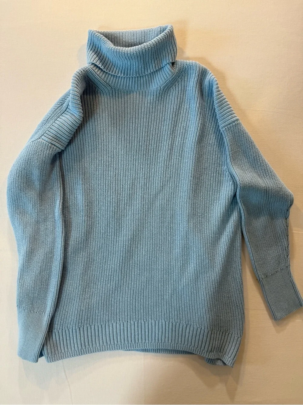 J. Crew Pale Blue Ribbed Turtleneck Sweater